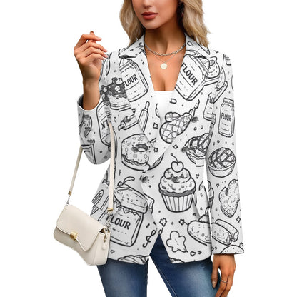 B&W bakery graphic Women's casual suits