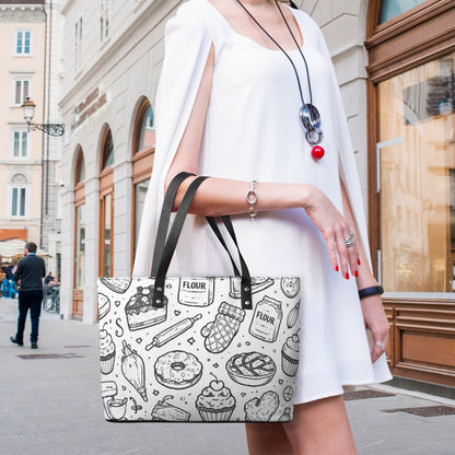 Bakery print Leather lady's handbag