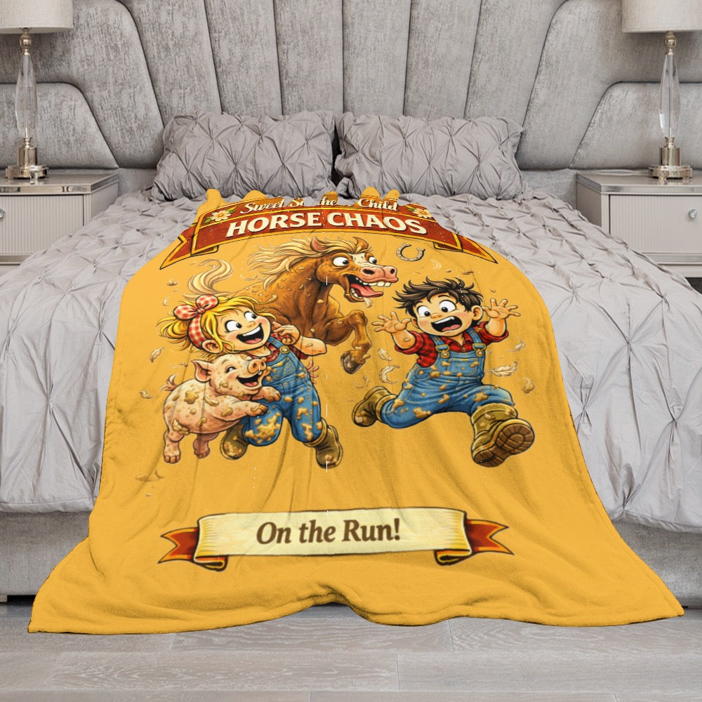 Ultra-Soft Flannel Blanket Horse chaos