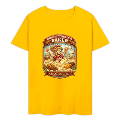 New Pure cotton short sleeved T-shirt Support your local Baker