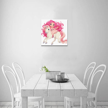 Dollie on unicorn Frame Canvas Print 12"x12"