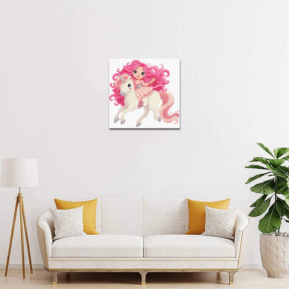 Dollie on unicorn Frame Canvas Print 12"x12"