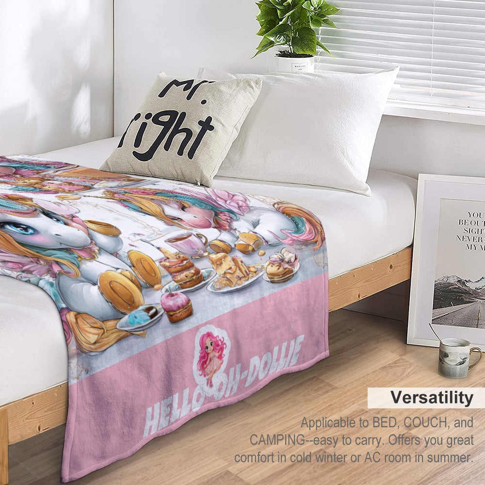 HELLO-OH-DOLLIE Multi unicorn Ultra-Soft Flannel Blanket 40”x50”