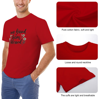 New High quality Men's T-shirt 100% Cotton sun kissed  farm blessed