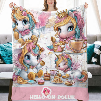 HELLO-OH-DOLLIE Multi unicorn Ultra-Soft Flannel Blanket 40”x50”