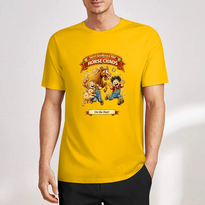 New Pure cotton short sleeved T-shirt Horse chaos