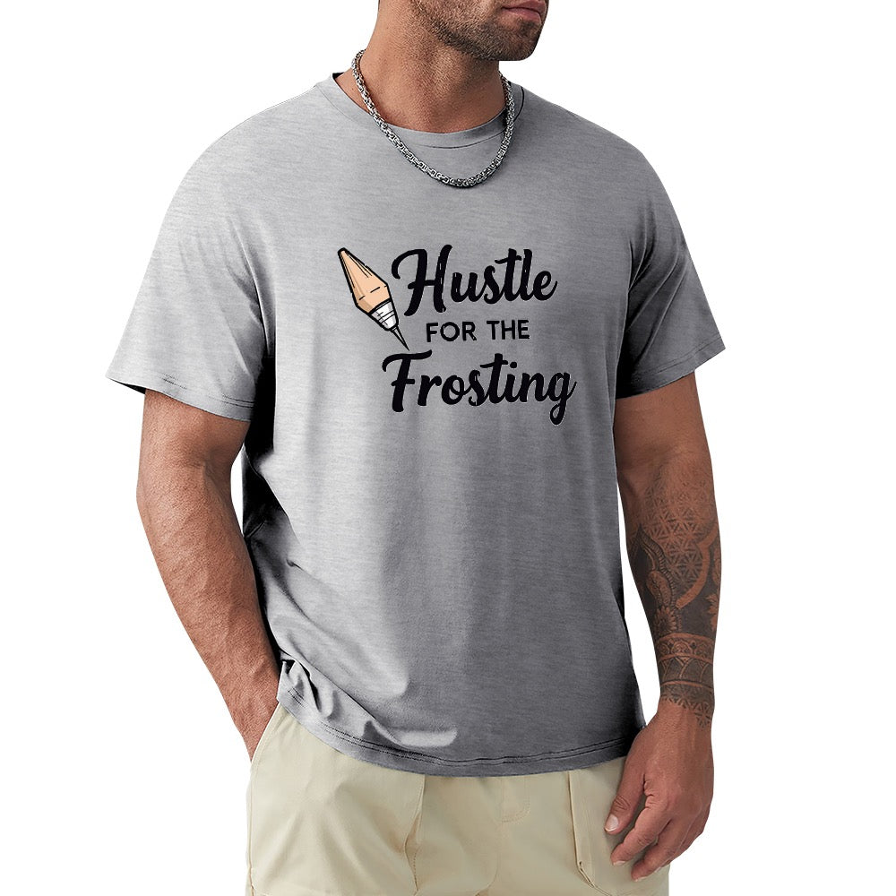 New High quality Men's T-shirt 100% Cotton Hustle for the frosting