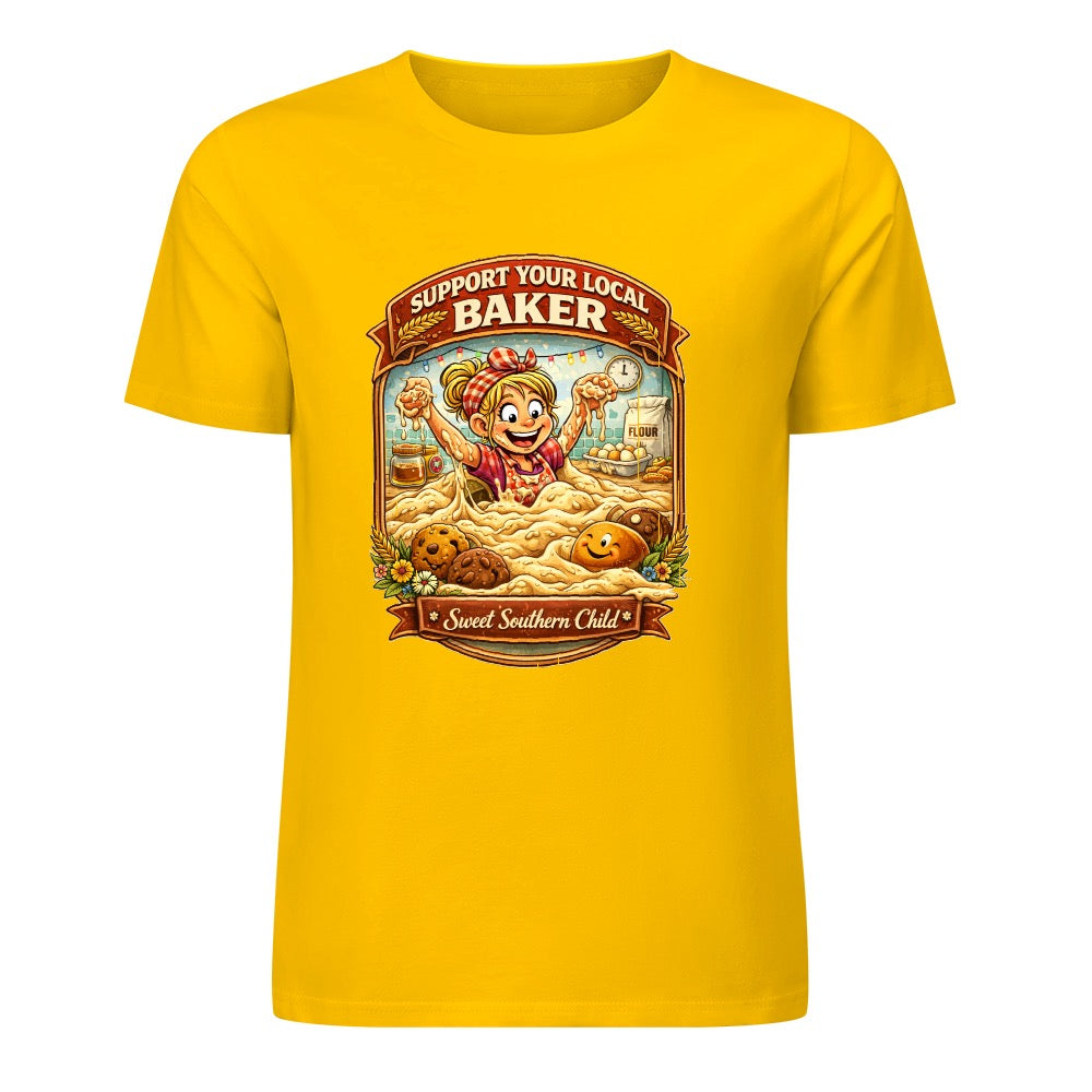 New Pure cotton short sleeved T-shirt Support your local Baker