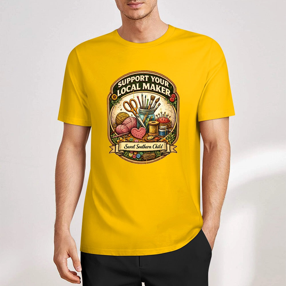 New Pure cotton short sleeved T-shirt Support your local maker