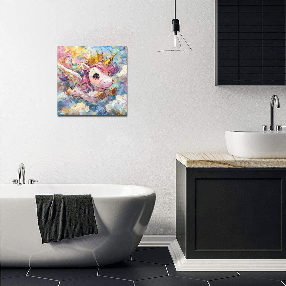 Unicorn flying Frame Canvas Print 12"x12"