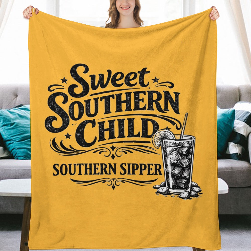 Ultra-Soft Flannel Blanket Sweet Southern Child, Southern sipper