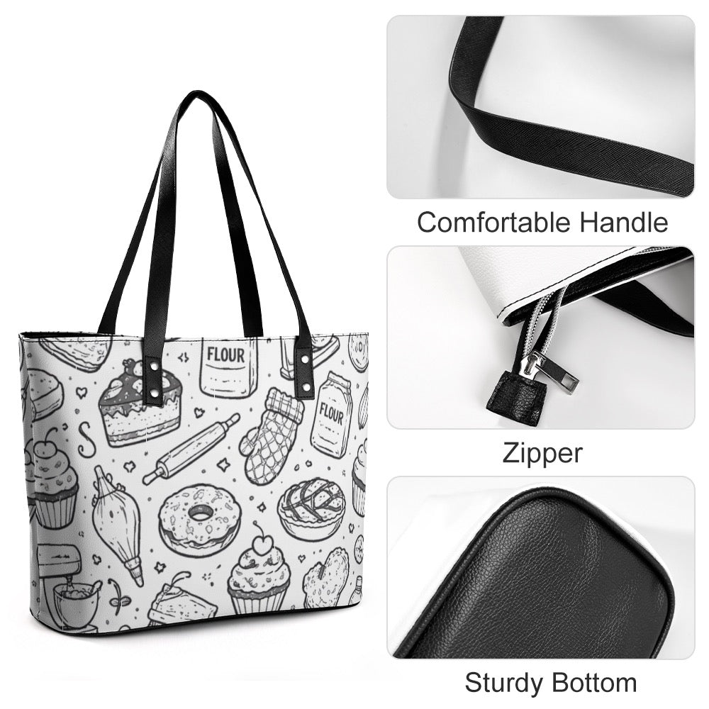 Bakery print Leather lady's handbag