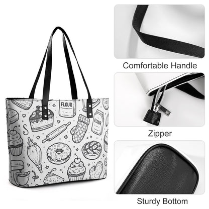 Bakery print Leather lady's handbag