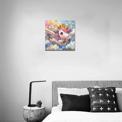 Unicorn flying Frame Canvas Print 12"x12"