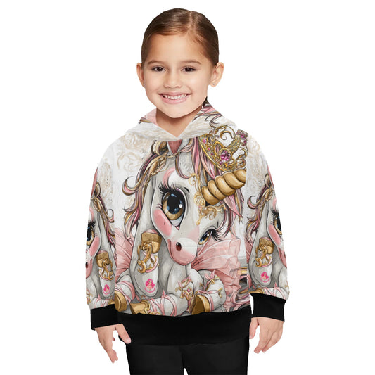 HELLO-OH-DOLLIE unicorn ballerina Little Girls' Long Sleeve Hoodie