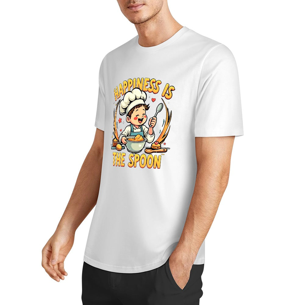 New Pure cotton short sleeved T-shirt Happiness is the spoon