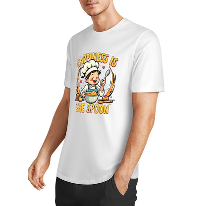 New Pure cotton short sleeved T-shirt Happiness is the spoon