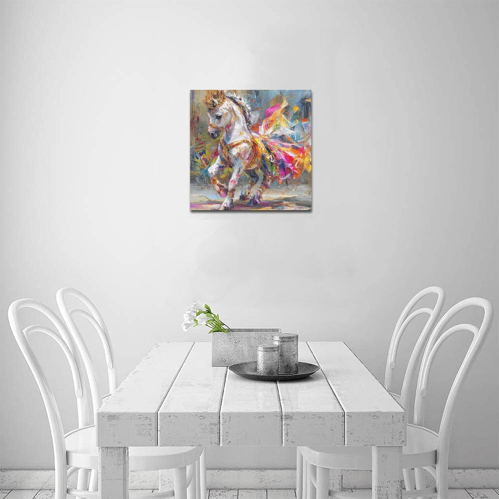 Unicorn dancing Frame Canvas Print 12"x12"
