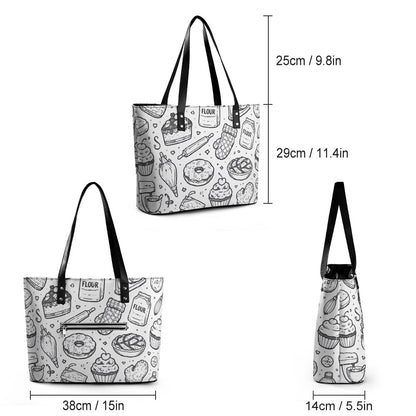 Bakery print Leather lady's handbag