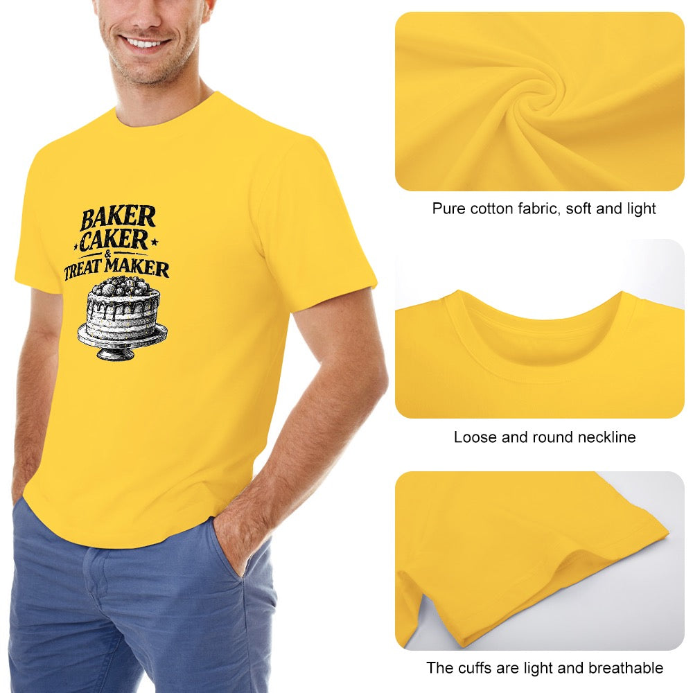 New High quality Men's T-shirt 100% Cotton Cake  Baker