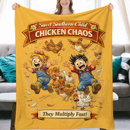 Ultra-Soft Flannel Blanket Chicken chaos