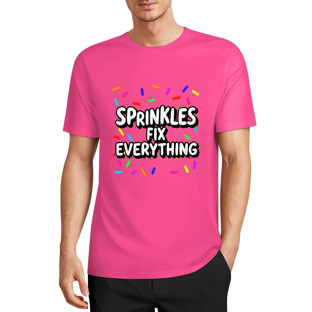New Pure cotton short sleeved T-shirt sprinkles fix everything