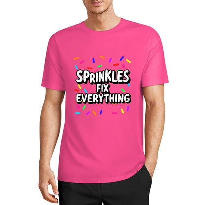 New Pure cotton short sleeved T-shirt sprinkles fix everything