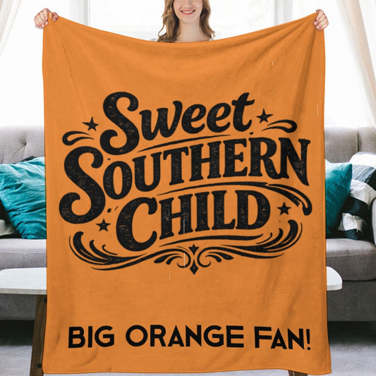 Ultra-Soft Flannel Blanket Multiple Sizes sweet Southern Child Big Orange fan